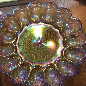 Indiana carnival glass deviled egg plate